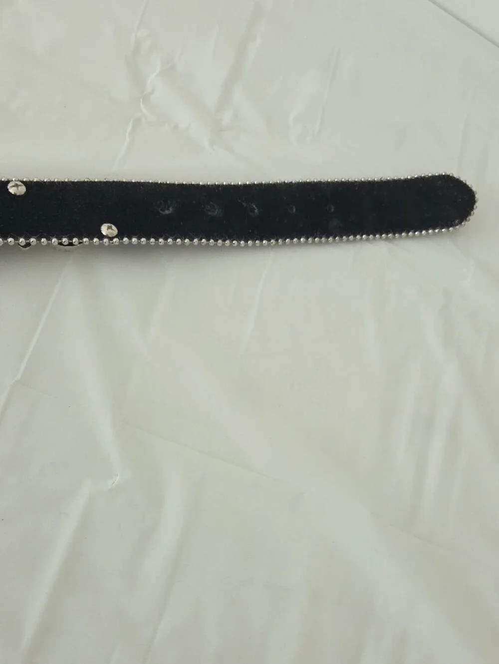 Skull Cluster Rhinestone Belt Buckle on Black Studded Belt